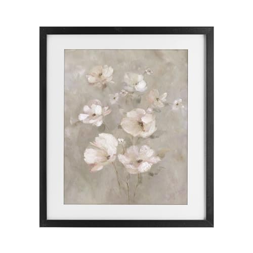 'Blush Florals over Beige'| Framed Print Under Glass