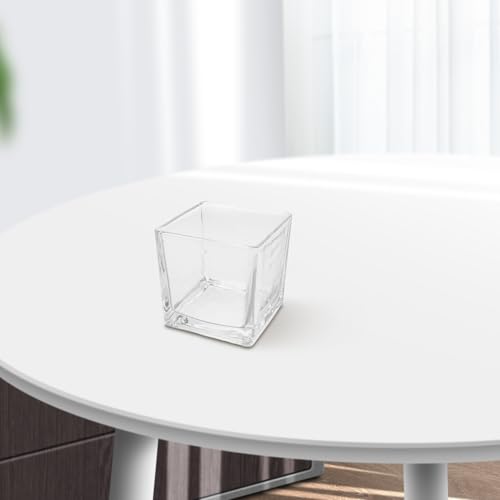 Vase carré en verre 8x8 cm de table pour composition florale