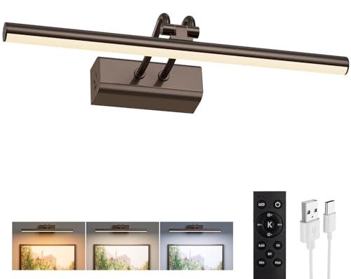 Image of Picture Lights for Wall, 13.8in, Brown, 4000mAh, Rechargeable Remote | Magnetic LED Art Display Light with 3 Color Temperatures for Gallery, Living Room, Bedroom, Hallway, Wireless