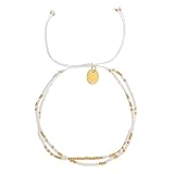 Agriajun Pulseras de cuentas para mujer, delicadas pulseras hechas a mano de doble hebra con cuentas de amistad, pulseras de cuerda ajustables para verano, playa, regalo de joyería de moda