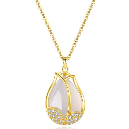 Collier calcédoine naturelle ras du cou tulipe pour sublimer vos tenues du quotidien
