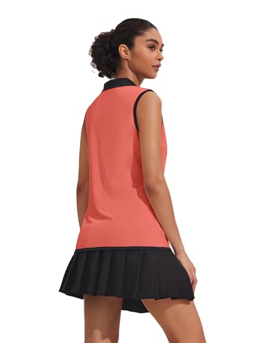 Image of COOrun Women's Golf Polo T Shirts Lightweight Moisture Wicking Sleeveless Shirt Quick Dry Zipper Tank Top
