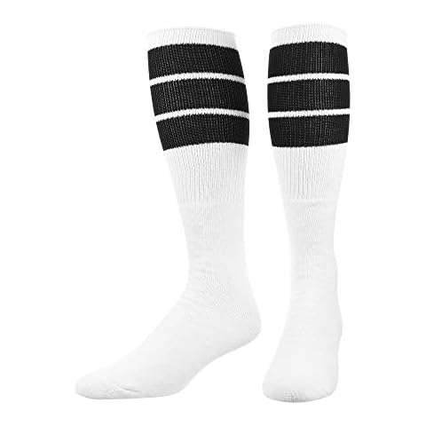 TCK Retro 3 Stripe Tube Socks (Black, Large) Cover
