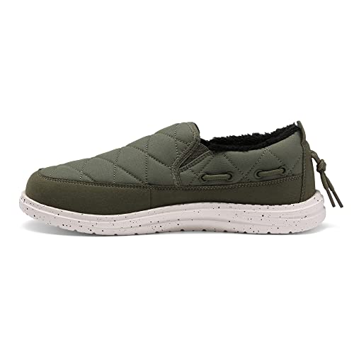 Bruno Marc Men's Sbsl229M Slip-On Loafers Boat Shoes Men Faux Fur-Lined Warm Loafers Outdoor Indoor Slippers, Green, Size 11 #TOP1