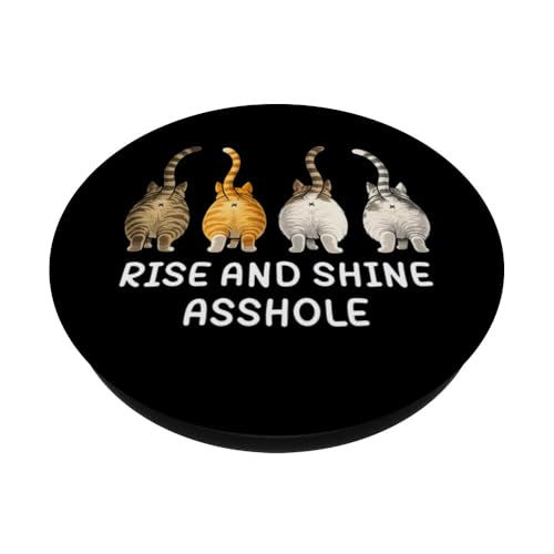 Rise and Shine Asshole Funny Cat Meme Adult Joke Cat Butt PopSockets PopGrip Adhésif – vue 2