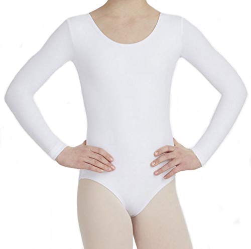 Oasis Fashions Generic Girls Uniform Gymnastic Stretch School Leotard Dance Ballet Long Sleeve White