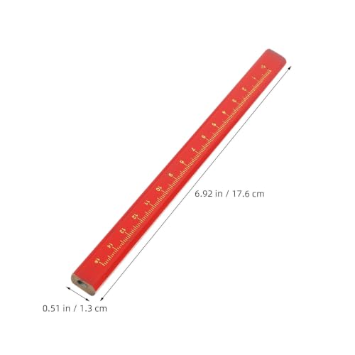 SHOWERORO 48 Pcs Octagonal Carpenter Pencils with Hb Lead for Construction and Woodworking, Precise Marking Tool with Bright Red Wood Body and Integrated Scale, for Concrete and Rough - Image 2