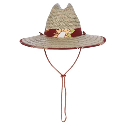 San Diego Hat Company Girl's Lifeguard Straw Hat with Sunflower Brim