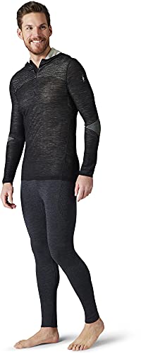 Smartwool Men's Intraknit Merino 200 1/2 Zip Hoodie – Moisture-Wicking, Odor-Resistant Merino Wool Base Layer For Hiking, Skiing, Running & Cycling - Black-White, L #TOP1