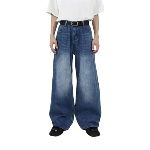 Men's Denim Pants Vintage Wide Leg Casual Loose High Street Simple Denim Pants