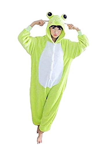 Ovender Pigiama Kigurumi Tuta per Carnevale Natale Festa Costume da Party Animale Halloween Cosplay Adulto Monopezzo Unisex Donna Uomo (S, Rana Verde Bianco)