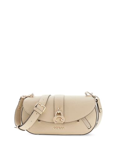 GUESS bolso de hombro Jessa Flap en color marrón topo bandolera elegante