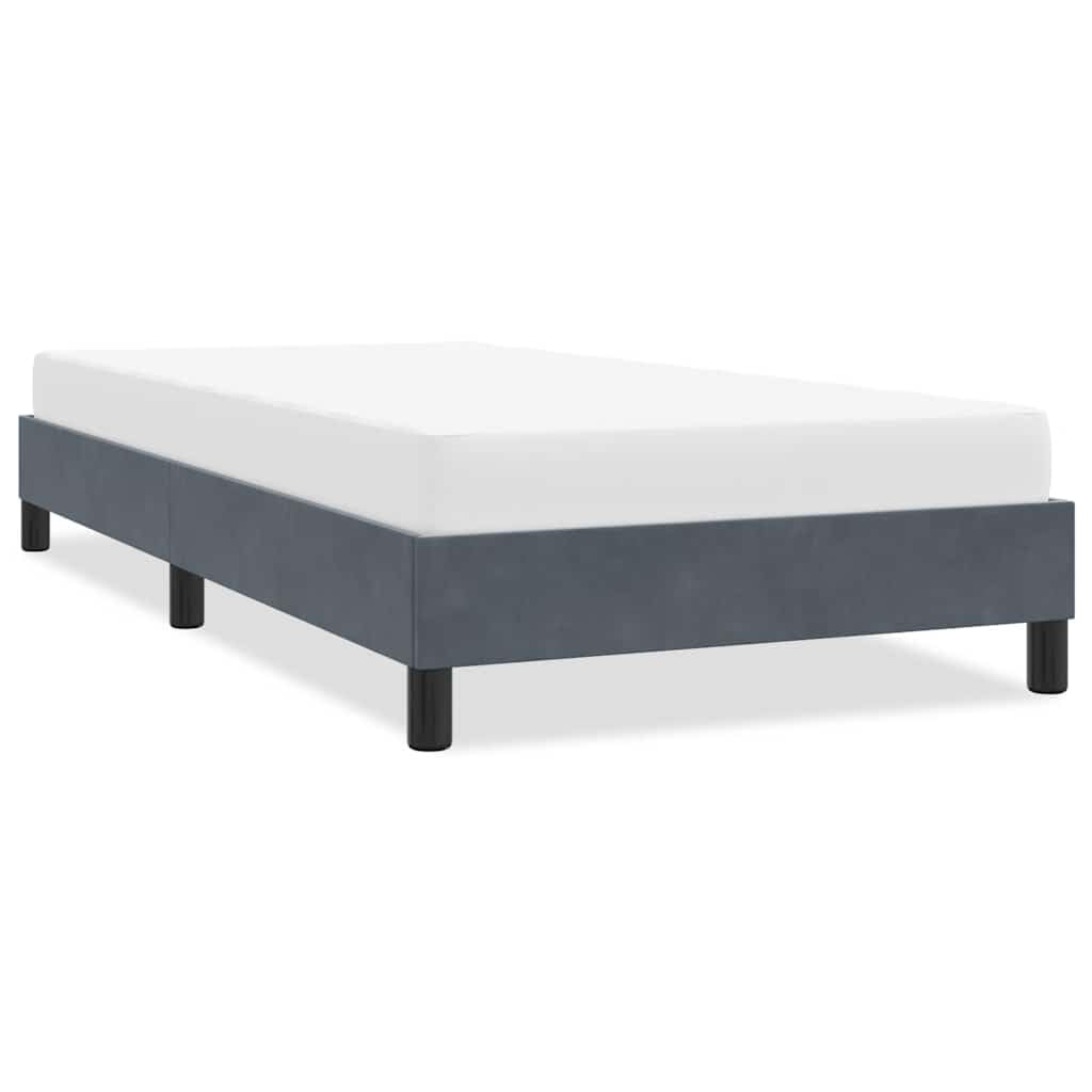 Dunkelgraues Samt Bettgestell 80x220 cm, Modernes Platform Bett für Schlafzimmer, Stabiler Lattenrost, Langlebige Holzwerkstoff Konstruktion, Komfortables Möbelstück