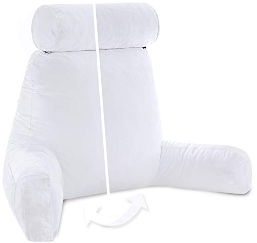 Husband Pillow XXL - Reading Pillow Bed Chair with Arms & Back Support - Black - Back Pillow for Bed Sitting Up - BedRest Arm Pillow - Comfy Reading Pillow for Adults