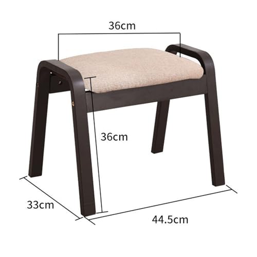 Tabouret ottoman aspect lin 36cm avec pieds en bois