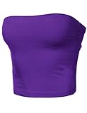 Tube Crop Shapewear Tops Strapless Cute Sexy Cotton Basic Casual Purple S