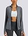 MAGCOMSEN Lightweight Athletic Jacket Women Full Zip UPF 50 Long Sleeve Shirts Sun Protection Quick Dry Hiking Running Exercise Gray S