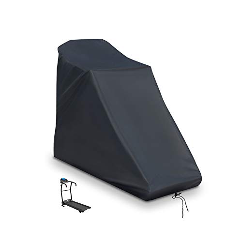 Flymer Funda impermeable para cinta de correr para máquina de correr en casa, cubierta exterior con cremallera y cordón, color negro