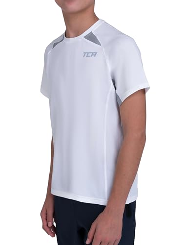 Image of TCA Quickdry Boys T Shirt for Football, Sport, Training - Boys Football Kit for Kids, Boys T Shirts - White, 12-14 Years