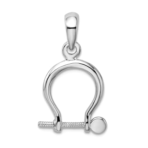 Collier en argent 925 rhodié poli avec un pendentif petit maillon 3D chic pour femme