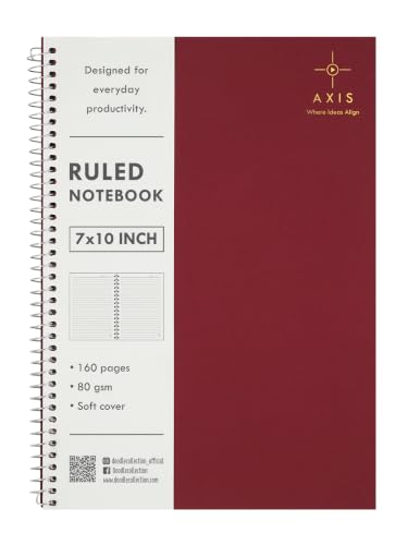 Image of DOODLE B5 Spiral Notebook Set of 5 | 7 x 10 Inch Large Ruled Notebooks | 160 Lined Pages, 80 GSM Thick Paper | Soft Cover Journal for Study, Office, Work & Note Taking (AXIS)
