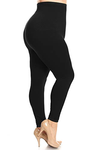 Women's High Waist Compression Top Legging French Terry Lining (Black, One Size)