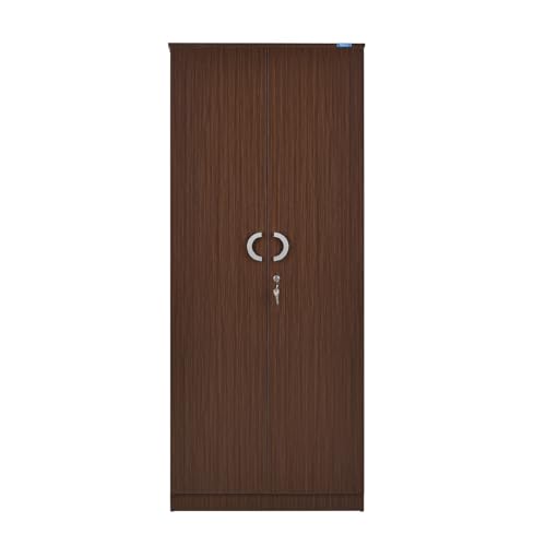 Image of Nilkamal Massif Neo 2 Door Wardrobe Without Mirror | Engineered Wood Almirah | 1 Hanging Rod & 3 Storage Shelves in Cabinet | 1 Year Warranty | Legno Oak
