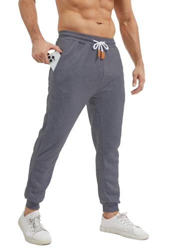 Rayson Pantalones Chandal Hombres Anchos con Bolsillos y Cordón Ligeros Pantalon Deportivo Hombre Largos Pantalón Deporte Invierno Running Gimnasio Pants(Gris Oscuro, L)