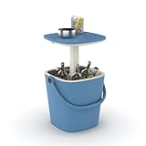 EasyUp Outdoor Cooler Table, 4 Gallon, Portable, with Handle, Bottle Opener, Lift Top Lid, 3-in-1 Ice Cooler, Cocktail Patio Table for Camping, Picnic, Beach, Poolside (Blue)