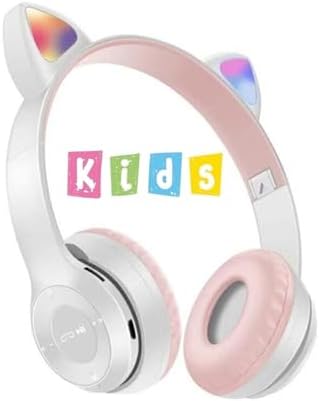 Teknosepetim Kedi Kulağı Detaylı Kablosuz Rengarenk Işıklı Buetooth Rgb Çocuk Oyuncu Kulaklık Üstün Performans, Beyaz