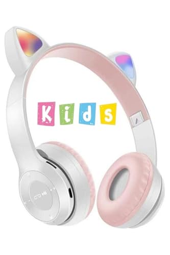 Teknosepetim Kedi Kulağı Detaylı Kablosuz Rengarenk Işıklı Buetooth Rgb Çocuk Oyuncu Kulaklık Üstün Performans, Beyaz