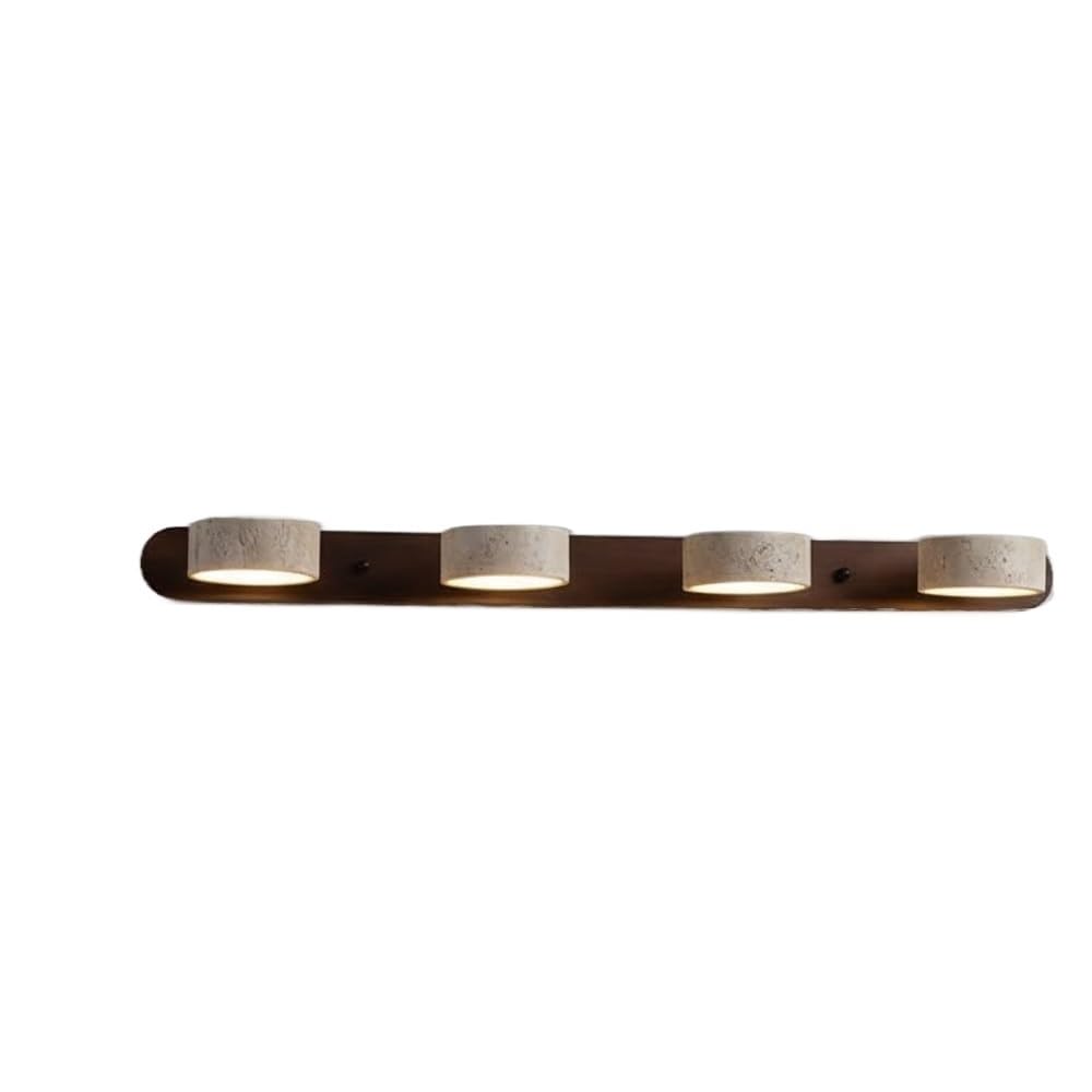 LUOYAOB Farmhouse Wood Vanity Light Fixture Travertine Wall Sconce Linear Bathroom Wall Sconce Three Light Rotatable Wall Light Over Mirror Bathroom Lighting(Walnut Wood,70cm/27.56")