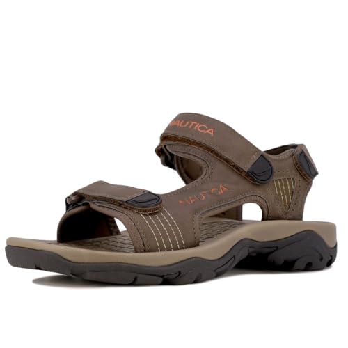Nautica Men's Sandals, Open Toe Athletic Water Shoes With Strap-Senecca-Brown 1-11