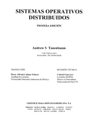 Sistemas Operativos Distribuidos (Spanish Edition) [Spanish] 9688806277 Book Cover