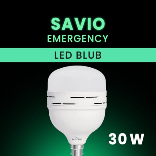 Image of MAGIK Savio 30W LED Rechargeable Emergency Bulb | 6500K Cool White | 4-Hour Backup | B22 Base | Energy Efficient Light for Power Cuts | Pack of 1