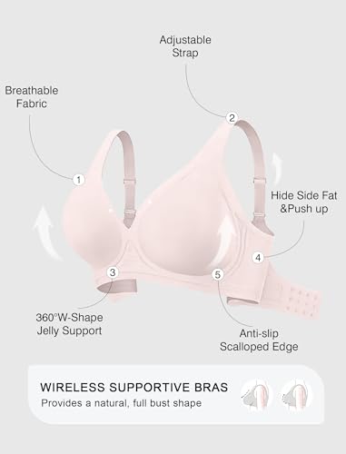 Image of Deep V Wireless Jelly Bras for Women Push Up Bralette Seamless No Underwire Support T-Shirt Comfort Plunge Full Coverage