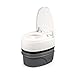 Camco Premium Portable Travel Toilet With Three Directional Flush and Swivel Dumping Elbow | Designed for Camping, RV, Boating And Other Recreational Activities - (5.3 gallon) (41545),White