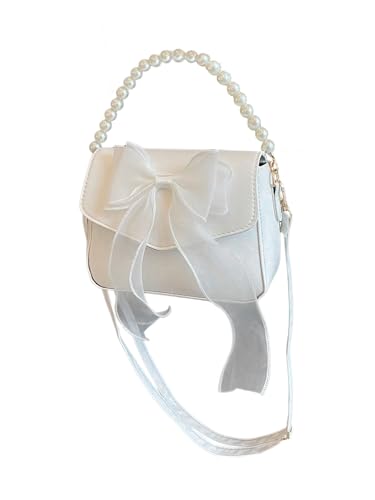 Verdusa Women's Pearl Decor Shoulder Handbags Y2K Top Handle Underarm Bag