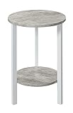 Convenience Concepts Graystone 24 inch 2 Tier Plant Stand - Industrial Stand for Plants, Vases, and Antiques, Urban Modern Design for the Living Room, Hallway, Entryway, Faux Birch/White
