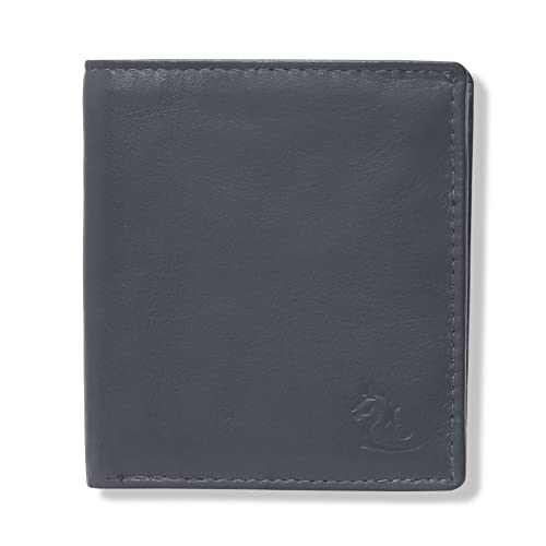 Image of KARA Genuine Leather Wallet for Men - Bi Fold Vertical Dual Color Black & Blue Men's Wallet with Six Business Card Holding Slots