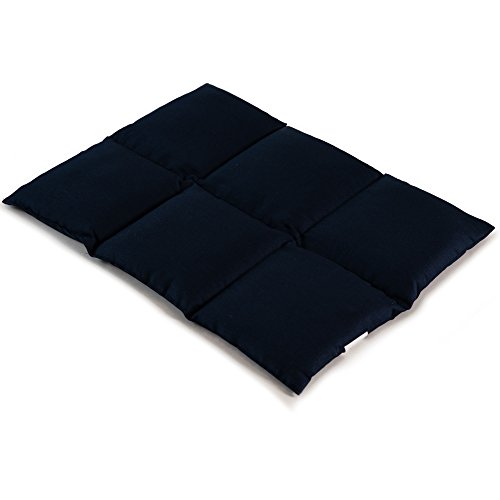 Coussin aux graines de lin 40x30 - Compresse chaud ou froid - Grande bouillotte sèche - Coussin thermique (6 compartiments; Design: Bleu foncé)
