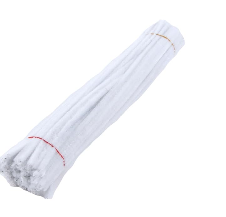 100 Pieces Pipe Cleaners Chenille Stem, Pastel Candy Color Pipe Cleaners Set for Pipe Cleaners DIY Arts Crafts Decorations, Chenille Stems Pipe Cleaners (White)