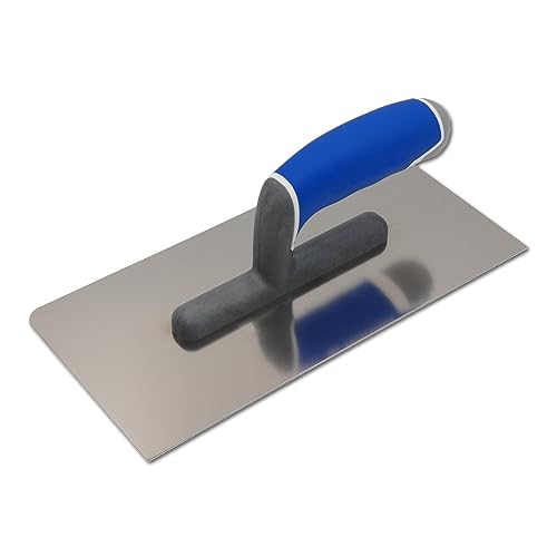 DEWEPRO® Platoir - Truelle de Lissage 270x130mm avec Lame en Acier Inoxydable - Manche de Haute Qualité à 3 Composants - Coins Arrondis