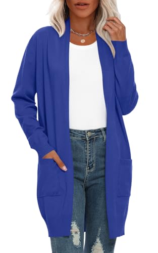 Image of Anymiss Womens Oversized Long Sweater Cardigan with Pockets - Long Sleeve Knit Kimono S-3X