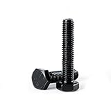AOTXSHNO M8 x 55mm Hex Head Screws Bolts, 8.8 Grade Carbon Steel, Black Oxide Finish, Full Machine Thread, Right Hand External Hex Drive for Industrial & DIY, 10Pcs