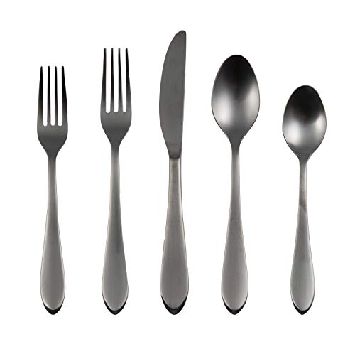 Fiesta Maraca Black Satin 20 Piece Flatware Set, Service For 4, Silver #TOP15