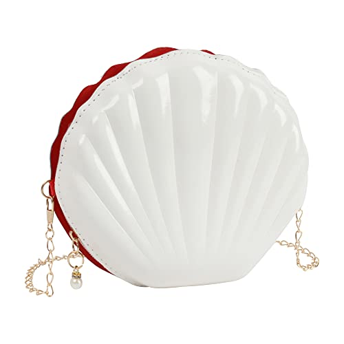 Van Caro Womens Sequins Shell Evening Purse Pearl Clutch Handbag Cross-Body Shoulder Bag, White01 #TOP2