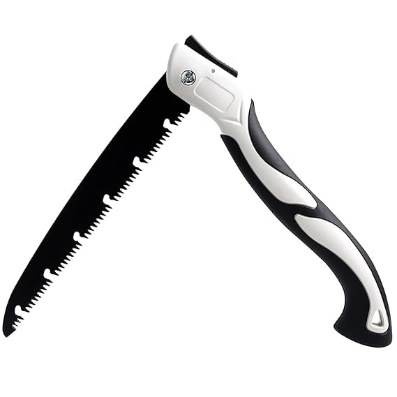 Carbon Steel Blade Folding Hand Saw with Chip Evacuation Teeth and Ergonomic Slip Resistant Grip & Safety | Garden Camping Folding Saw | Pruning Saw | Tree Wood Cutter-image-9
