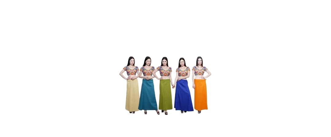 Women's Cotton Petticoat Saree Underskirt, Multicolor Pack Multicolour