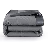 COMFLIVE Down Alternative Blanket - Queen Size with Satin Trim - Lightweight for All Seasons - Moisture Absorption Treatment 90'x90' (Charcoal, Full/Queen)
